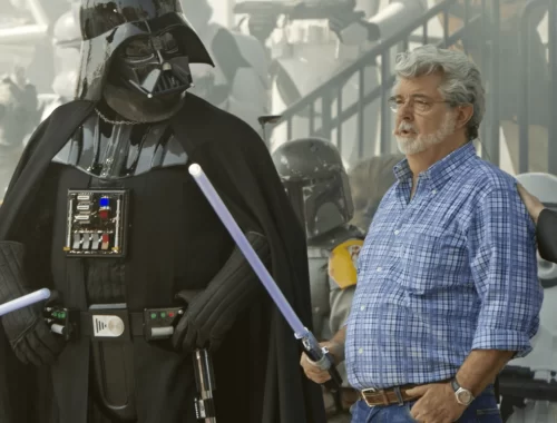 Darth Vader e George Lucas - Making off Star Wars / Reprodução kinoreporter